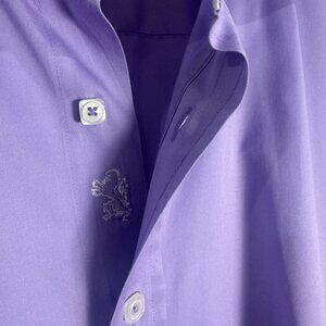 Bugatchi Uomo Classic Fit Lavender Button Front Dress Shirt Size XXL